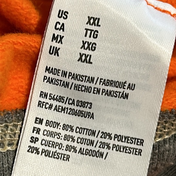 American Eagle Logo Hoodie Hooded Sweatshirt Classic Fit Size XXL Gray Orange - Picture 7 of 7